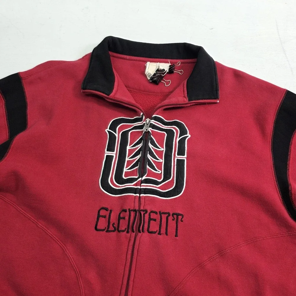 Vintage Element Jacket Red Embroidered‎ Spellout Skater Thumb Holes Men's XL VG